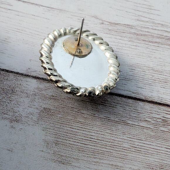 Vintage Earrings for Pierced Ears Dark Brown with Gold Tone Halo - Picture 5 of 6